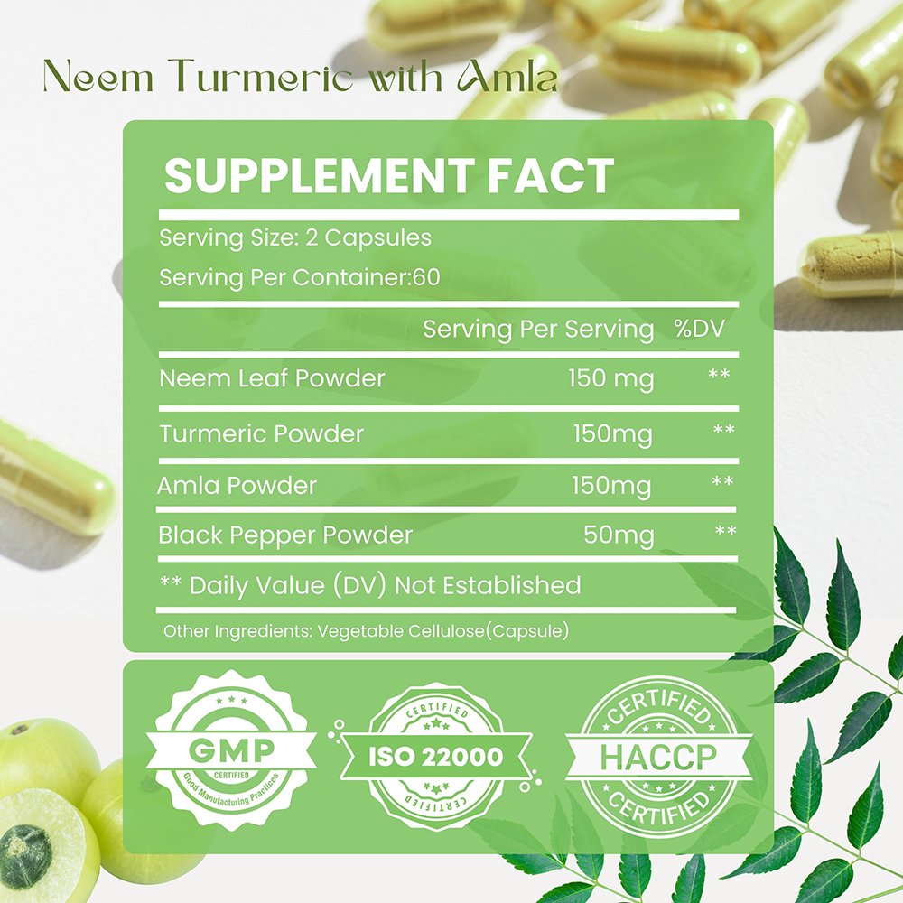 Neem Turmeric Capsules with Amla Powder - Image 2