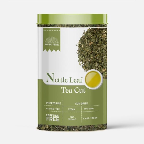 Freshly dried organic nettle leaves, vibrant green and finely cut, perfect for brewing a refreshing and nutrient-rich herbal tea